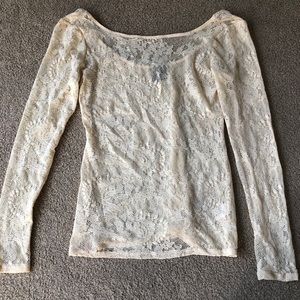 Anthropologie Ella Moss Long Sleeve Lace Top